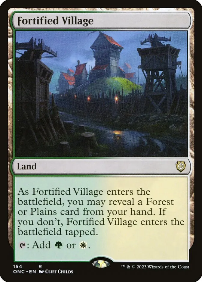 2023 Phyrexia: All Will Be One Commander Fortified Village #154 rare card image