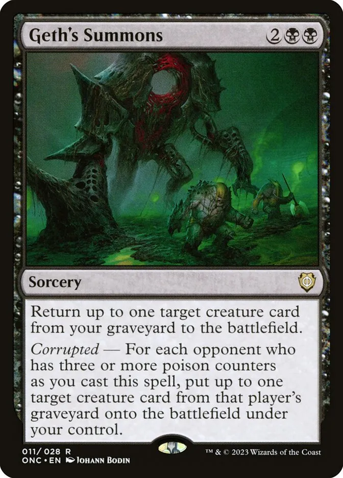 2023 Phyrexia: All Will Be One Commander Geth's Summons rare #11 rare card image