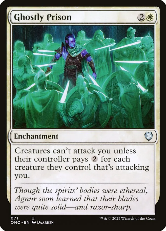 2023 Phyrexia: All Will Be One Commander Ghostly Prison uncommon #71 uncommon card image