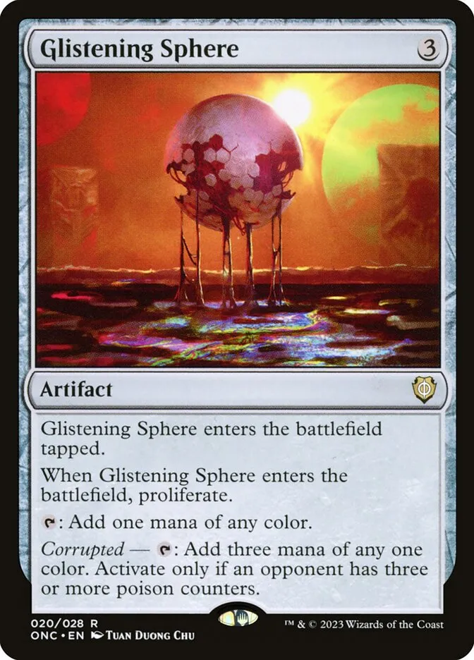 2023 Phyrexia: All Will Be One Commander Glistening Sphere rare #20 rare card image