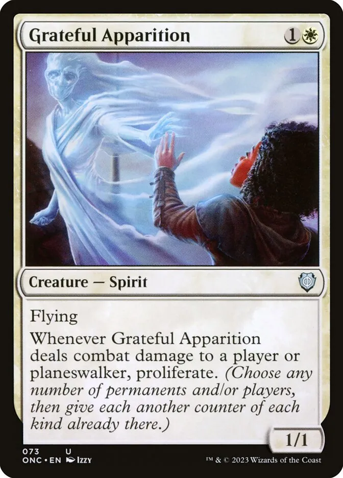 2023 Phyrexia: All Will Be One Commander Grateful Apparition uncommon #73 uncommon card image