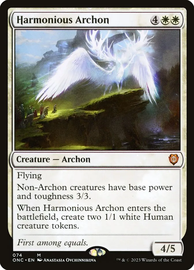 2023 Phyrexia: All Will Be One Commander Harmonious Archon #74 mythic card image