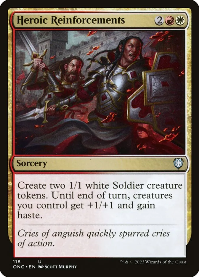 2023 Phyrexia: All Will Be One Commander Heroic Reinforcements #118 uncommon card image