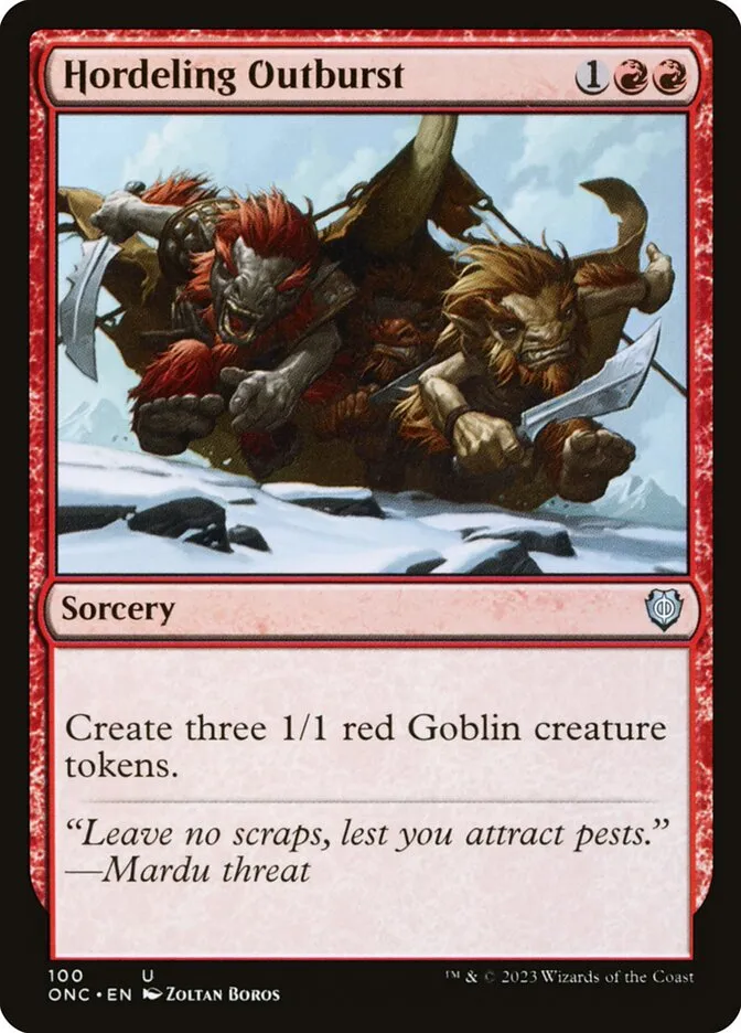 2023 Phyrexia: All Will Be One Commander Hordeling Outburst uncommon #100 uncommon card image