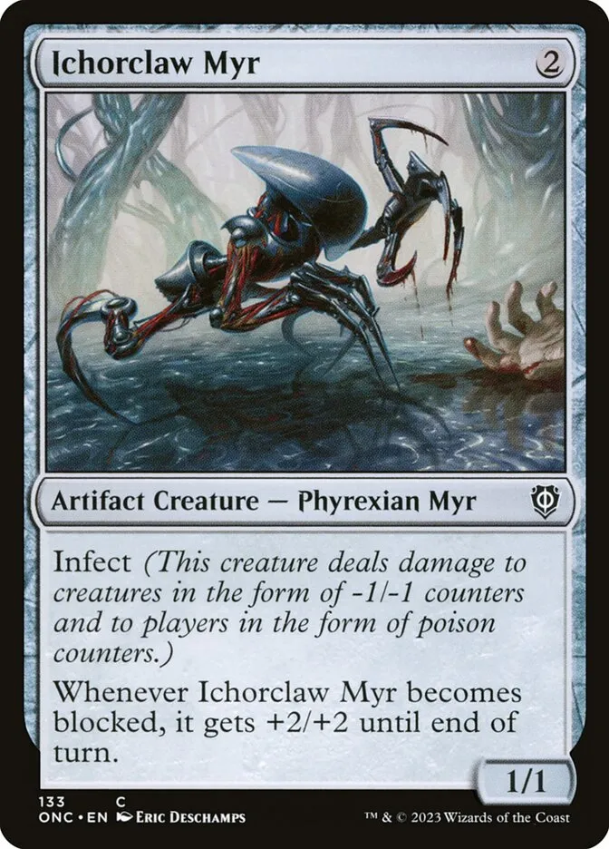 2023 Phyrexia: All Will Be One Commander Ichorclaw Myr #133 common card image