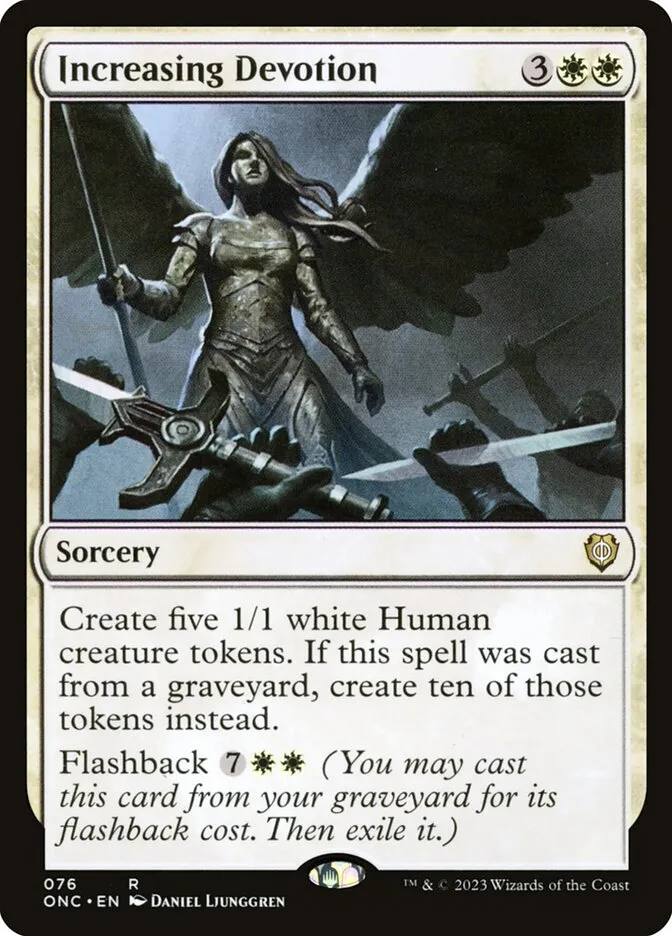 2023 Phyrexia: All Will Be One Commander Increasing Devotion rare #76 rare card image