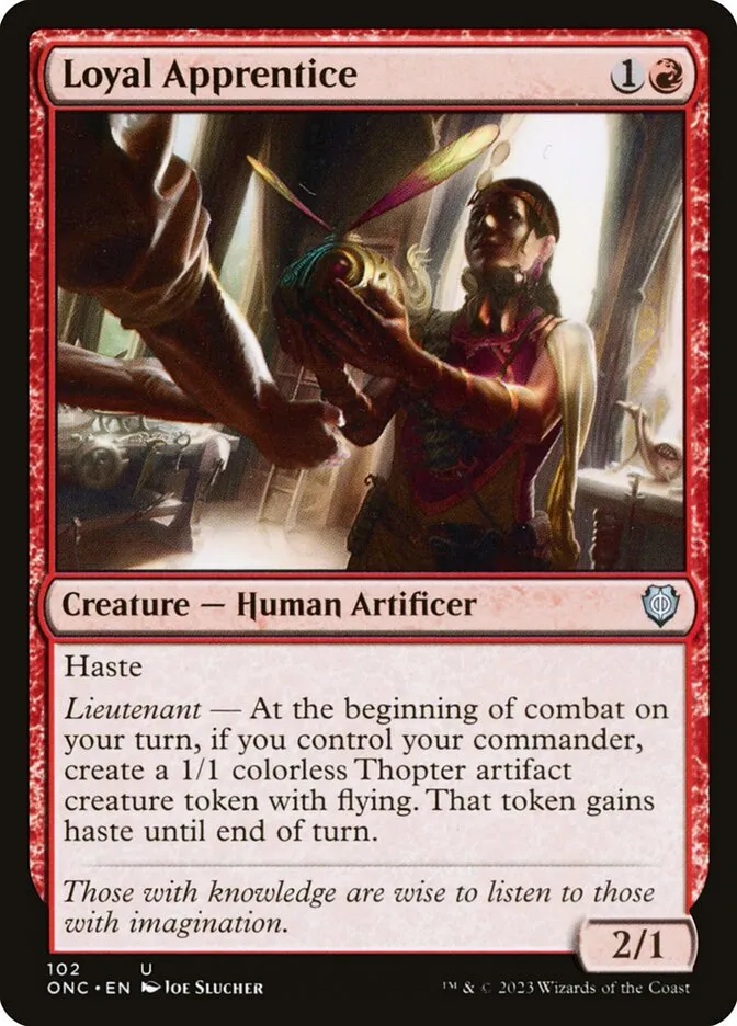 2023 Phyrexia: All Will Be One Commander Loyal Apprentice uncommon #102 uncommon card image