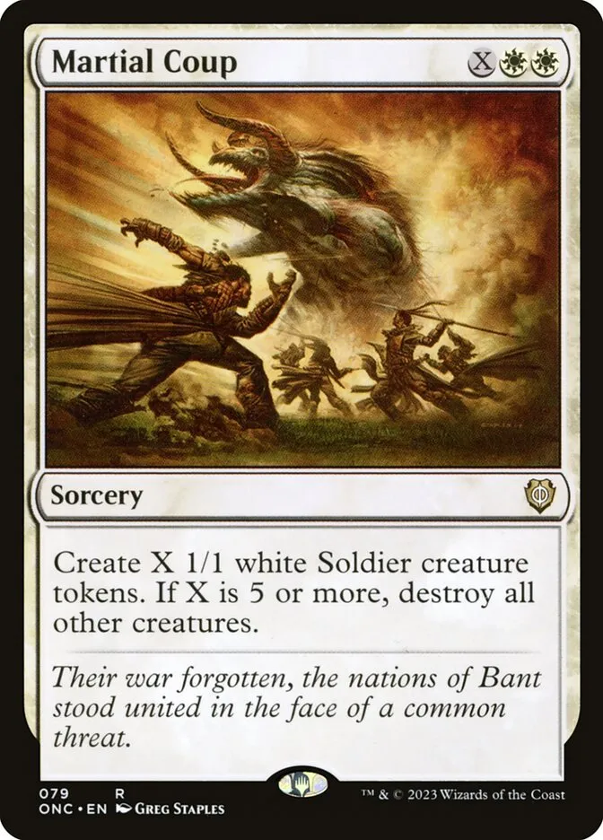 2023 Phyrexia: All Will Be One Commander Martial Coup #79 rare card image