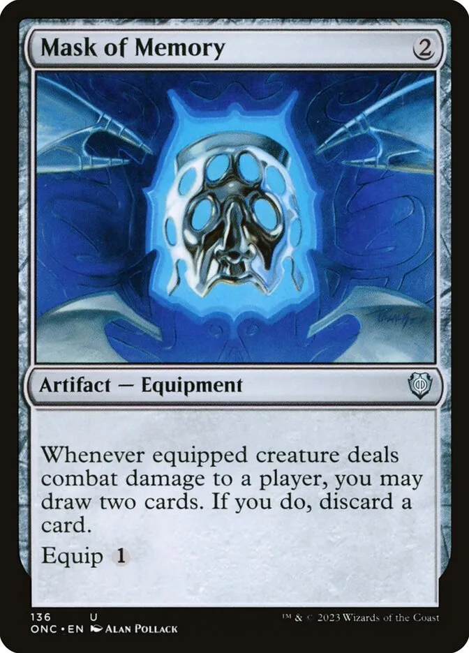 2023 Phyrexia: All Will Be One Commander Mask of Memory #136 uncommon card image