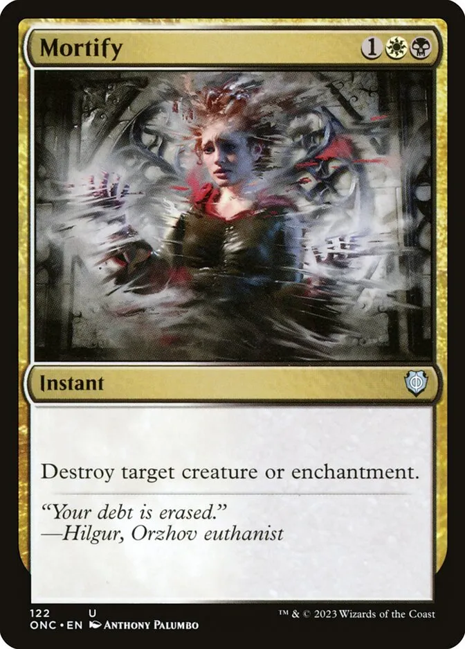 2023 Phyrexia: All Will Be One Commander Mortify uncommon #122 uncommon card image