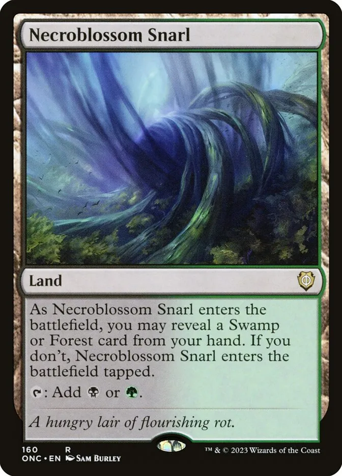 2023 Phyrexia: All Will Be One Commander Necroblossom Snarl #160 rare card image