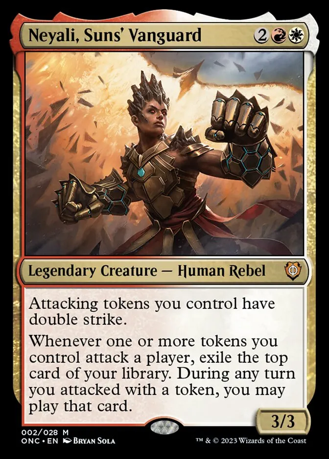 2023 Phyrexia: All Will Be One Commander Neyali, Suns' Vanguard mythic #2 mythic card image