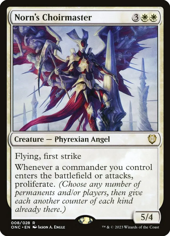 2023 Phyrexia: All Will Be One Commander Norn's Choirmaster rare #8 rare card image