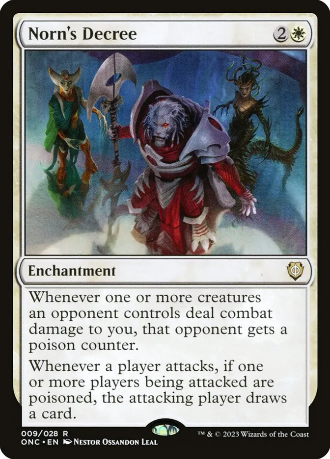 2023 Phyrexia: All Will Be One Commander Norn's Decree rare #9 rare card image