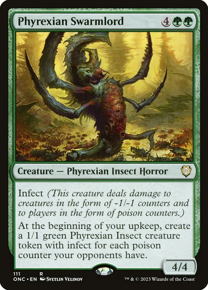 2023 Phyrexia: All Will Be One Commander Phyrexian Swarmlord #111 rare card image