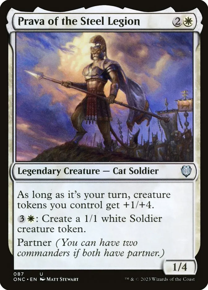 2023 Phyrexia: All Will Be One Commander Prava of the Steel Legion #87 uncommon card image