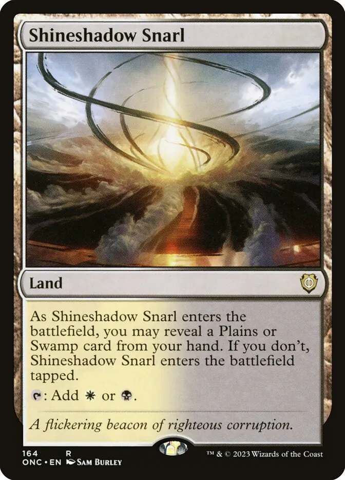 2023 Phyrexia: All Will Be One Commander Shineshadow Snarl #164 rare card image