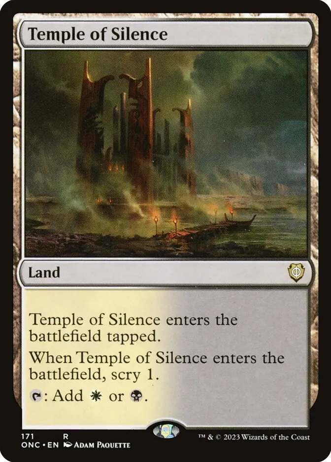 2023 Phyrexia: All Will Be One Commander Temple of Silence #171 rare card image