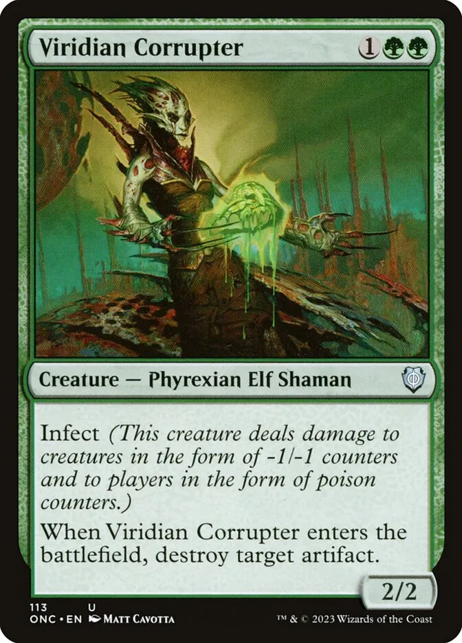 2023 Phyrexia: All Will Be One Commander Viridian Corrupter #113 uncommon card image