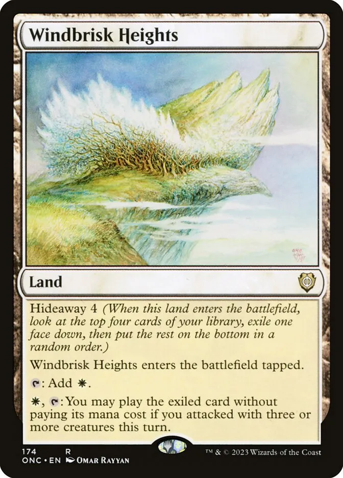 2023 Phyrexia: All Will Be One Commander Windbrisk Heights #174 rare card image