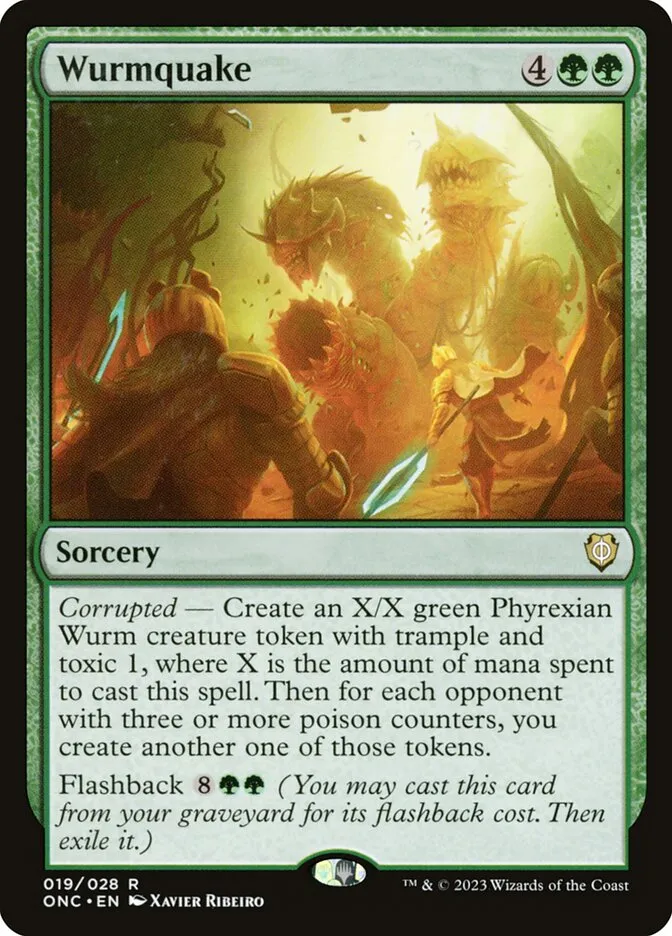 2023 Phyrexia: All Will Be One Commander Wurmquake rare #19 rare card image