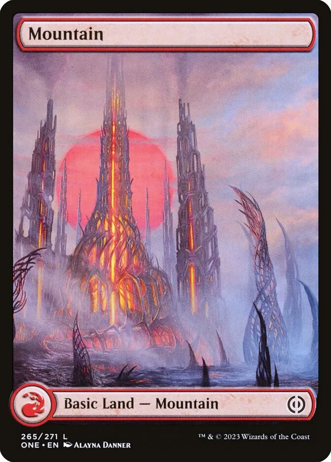2023 Phyrexia: All Will Be One Mountain common #265 common card image