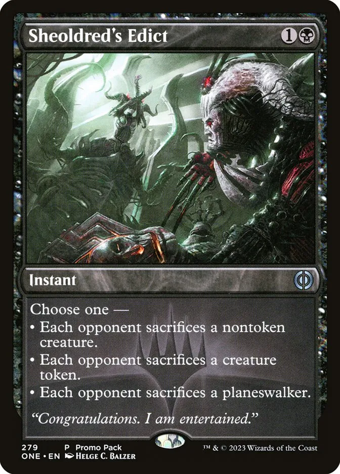 2023 Phyrexia: All Will Be One Sheoldred's Edict #279 uncommon card image