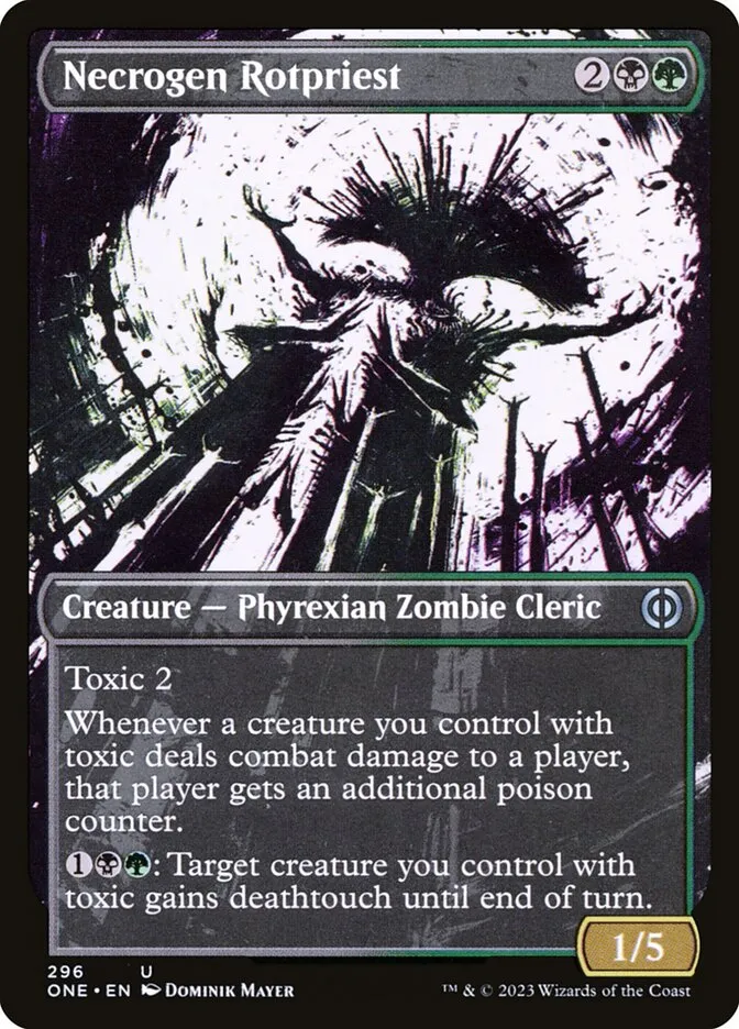 2023 Phyrexia: All Will Be One Necrogen Rotpriest #296 uncommon card image