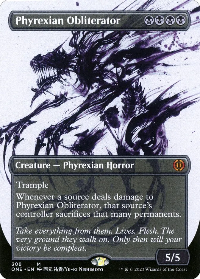 2023 Phyrexia: All Will Be One Phyrexian Obliterator #308 mythic card image