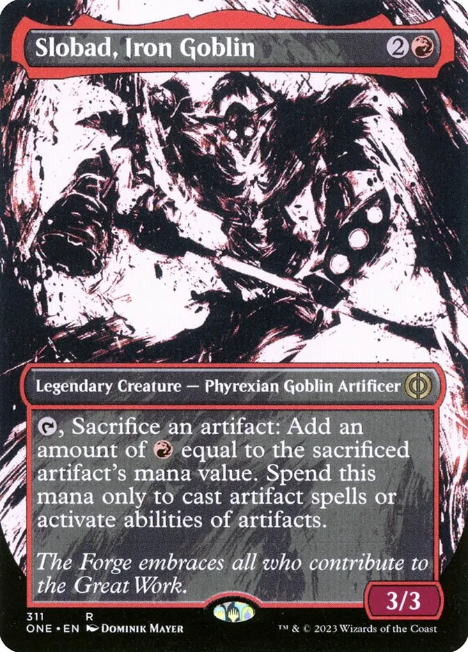 2023 Phyrexia: All Will Be One Slobad, Iron Goblin #311 rare card image