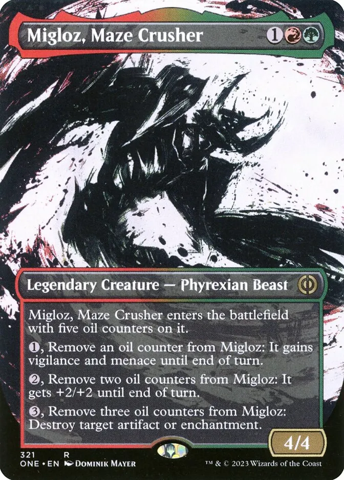 2023 Phyrexia: All Will Be One Migloz, Maze Crusher #321 rare card image