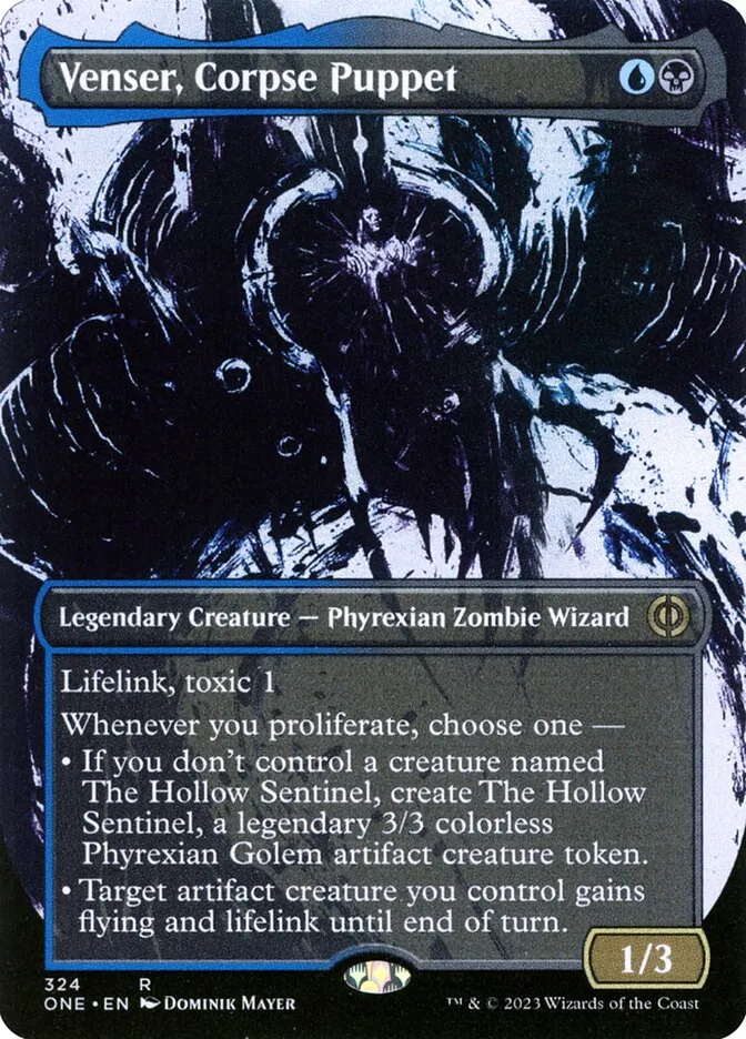 2023 Phyrexia: All Will Be One Venser, Corpse Puppet rare #324 rare card image