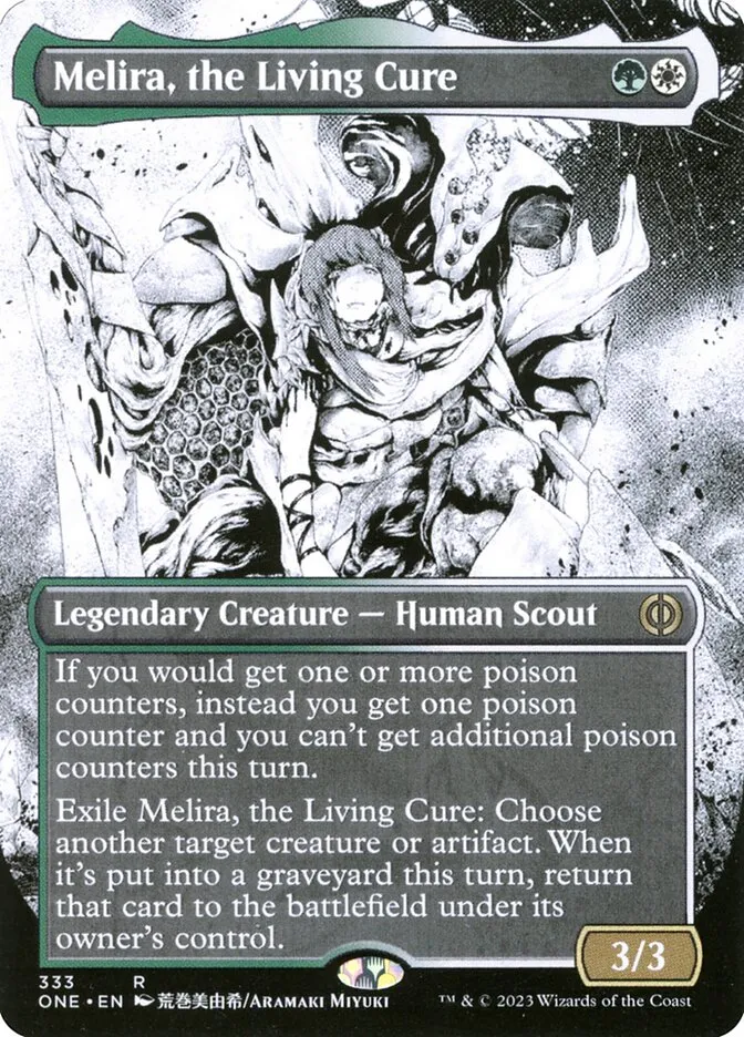 2023 Phyrexia: All Will Be One Melira, the Living Cure [Borderless Foil] rare #333 rare card image