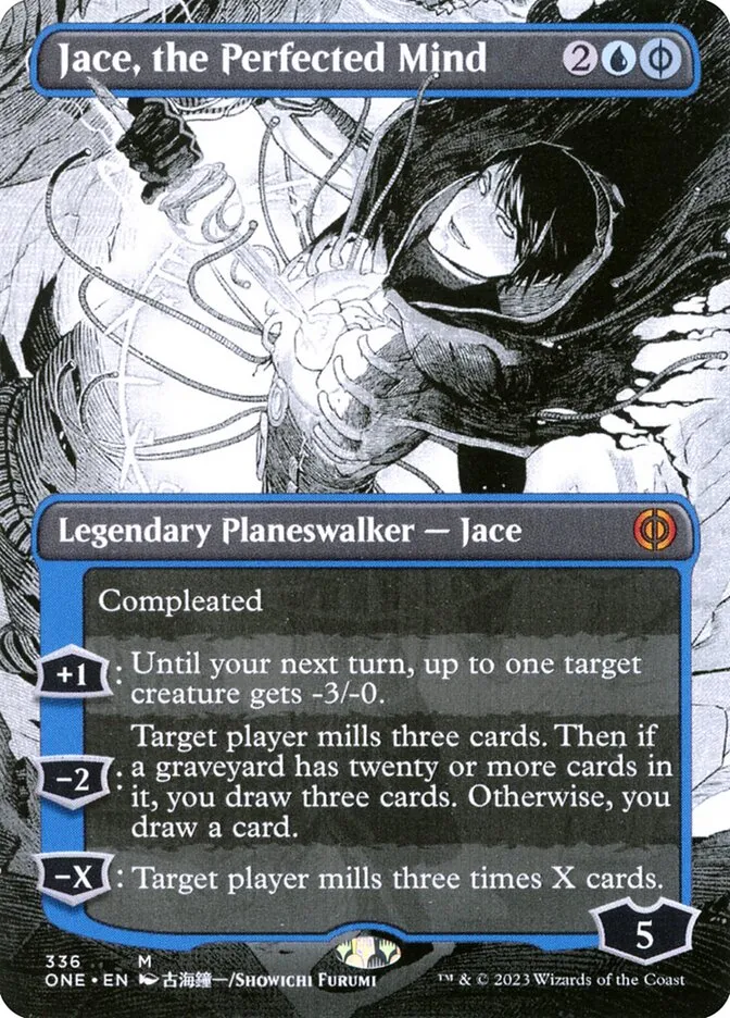 2023 Phyrexia: All Will Be One Jace, the Perfected Mind [Borderless] mythic #336 mythic card image