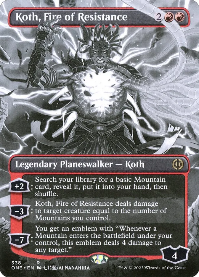 2023 Phyrexia: All Will Be One Koth, Fire of Resistance [Borderless] rare #338 rare card image