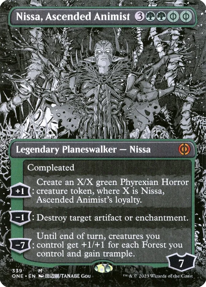 2023 Phyrexia: All Will Be One Nissa, Ascended Animist [Borderless] mythic #339 mythic card image