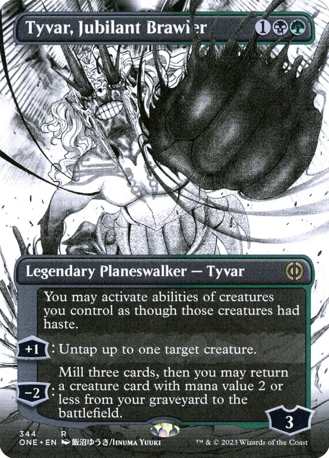 2023 Phyrexia: All Will Be One Tyvar, Jubilant Brawler [Borderless] rare #344 rare card image