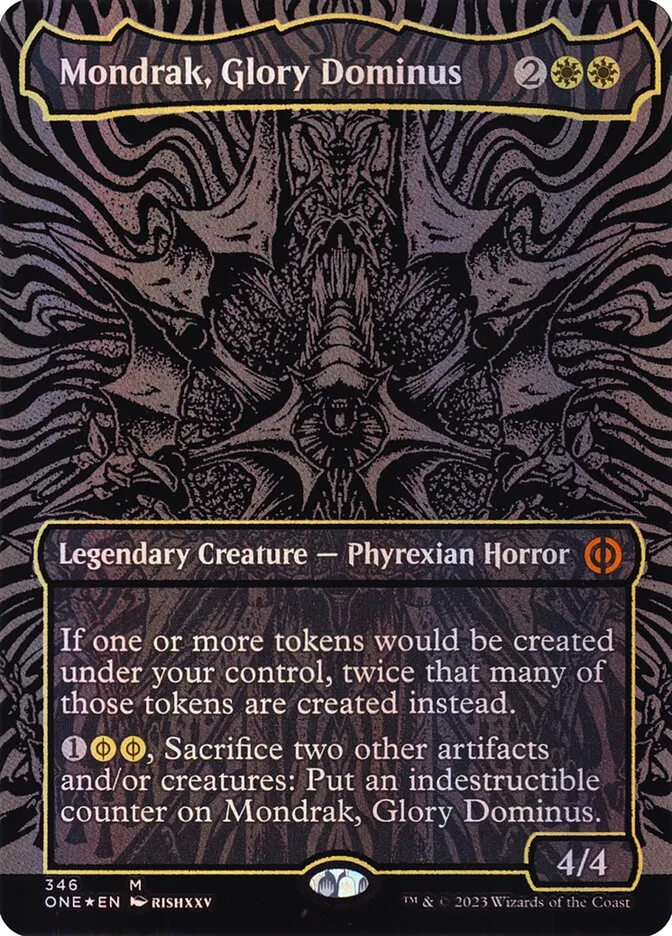 2023 Phyrexia: All Will Be One Mondrak, Glory Dominus [Oilslick] mythic #346 mythic card image