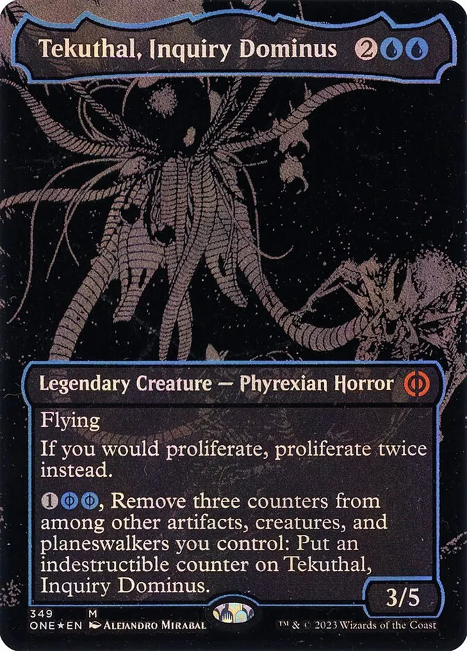 2023 Phyrexia: All Will Be One Tekuthal, Inquiry Dominus [Oilslick] mythic #349 mythic card image