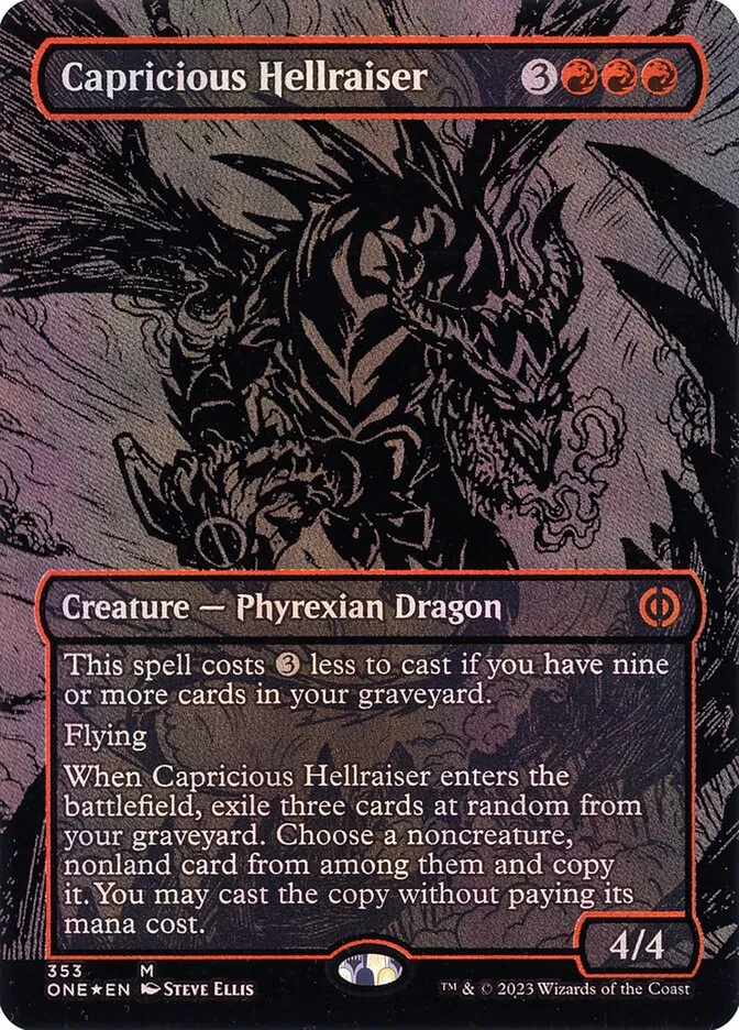 2023 Phyrexia: All Will Be One Capricious Hellraiser mythic #353 mythic card image