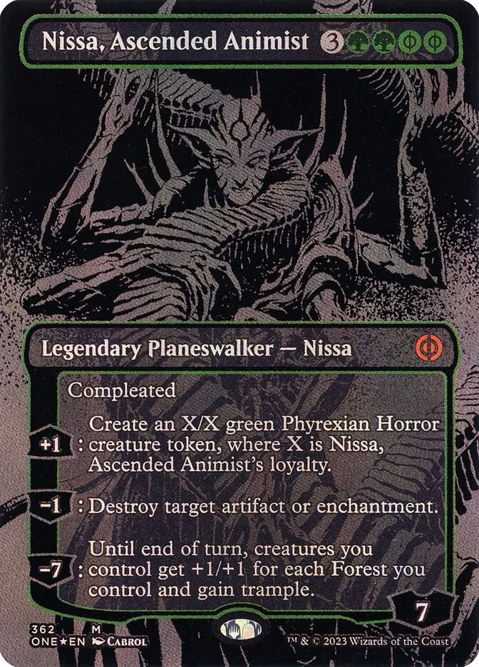 2023 Phyrexia: All Will Be One Nissa, Ascended Animist [Oilslick] mythic #362 mythic card image