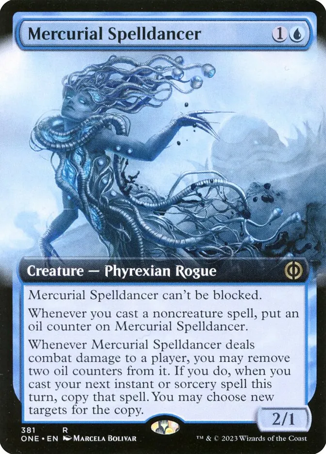 2023 Phyrexia: All Will Be One Mercurial Spelldancer [Extended] rare #381 rare card image
