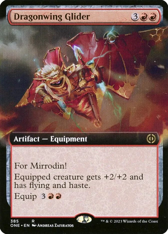 2023 Phyrexia: All Will Be One Dragonwing Glider [Extended] rare #385 rare card image