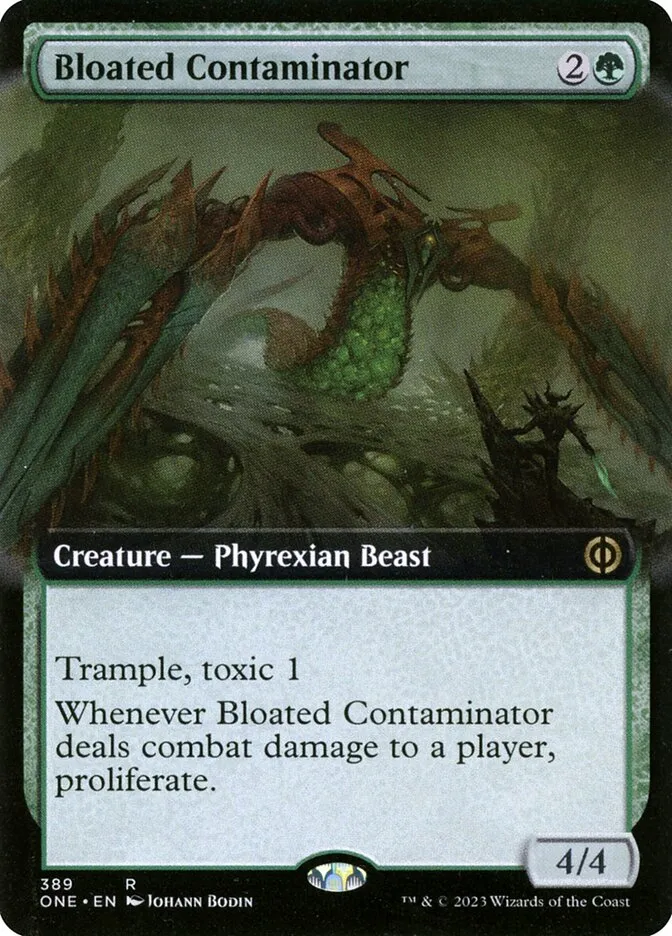 2023 Phyrexia: All Will Be One Bloated Contaminator [Extended] rare #389 rare card image