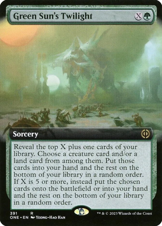 2023 Phyrexia: All Will Be One Green Sun's Twilight [Extended] rare #391 rare card image