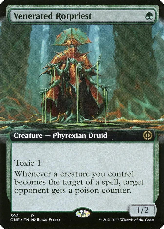 2023 Phyrexia: All Will Be One Venerated Rotpriest [Extended] rare #392 rare card image