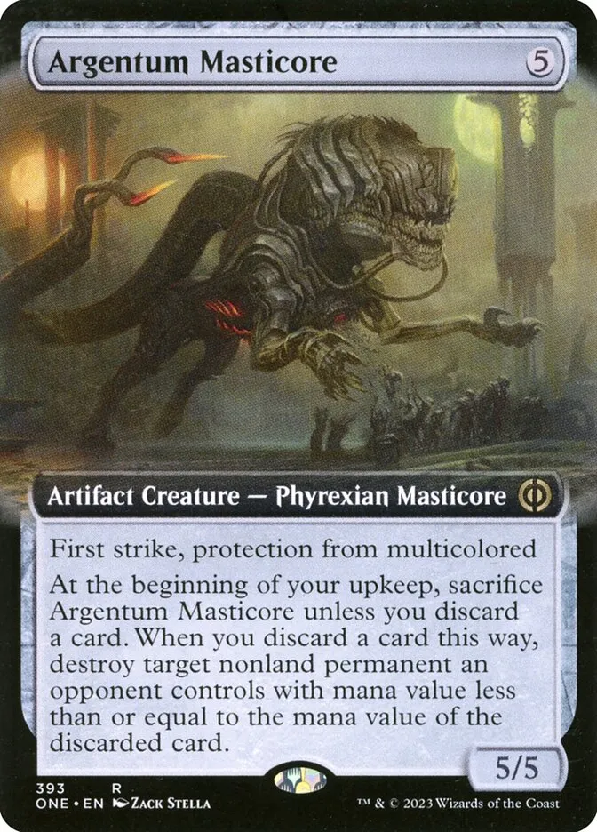 2023 Phyrexia: All Will Be One Argentum Masticore [Extended] rare #393 rare card image