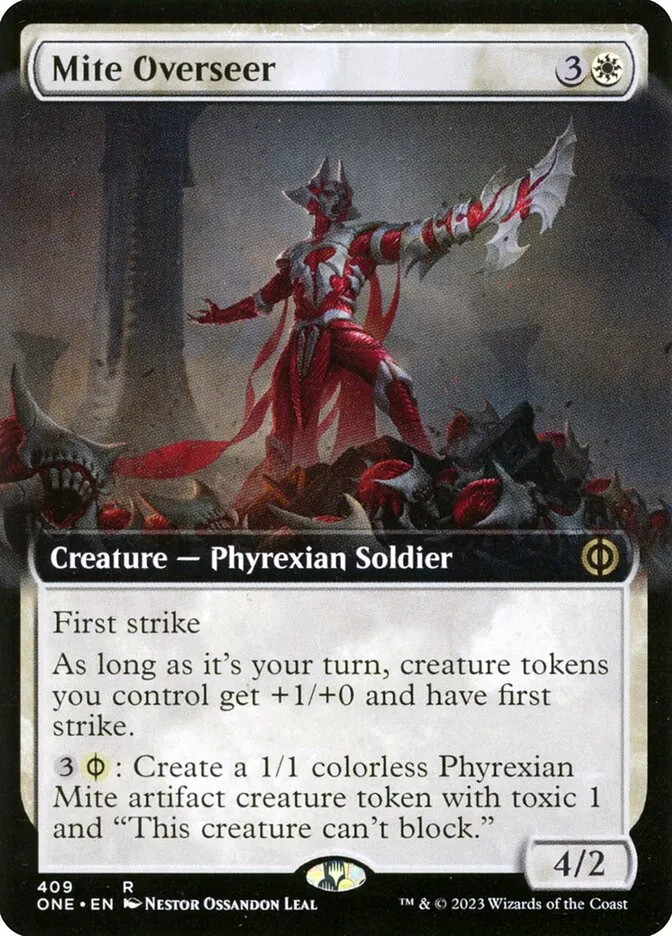 2023 Phyrexia: All Will Be One Mite Overseer [Extended] rare #409 rare card image