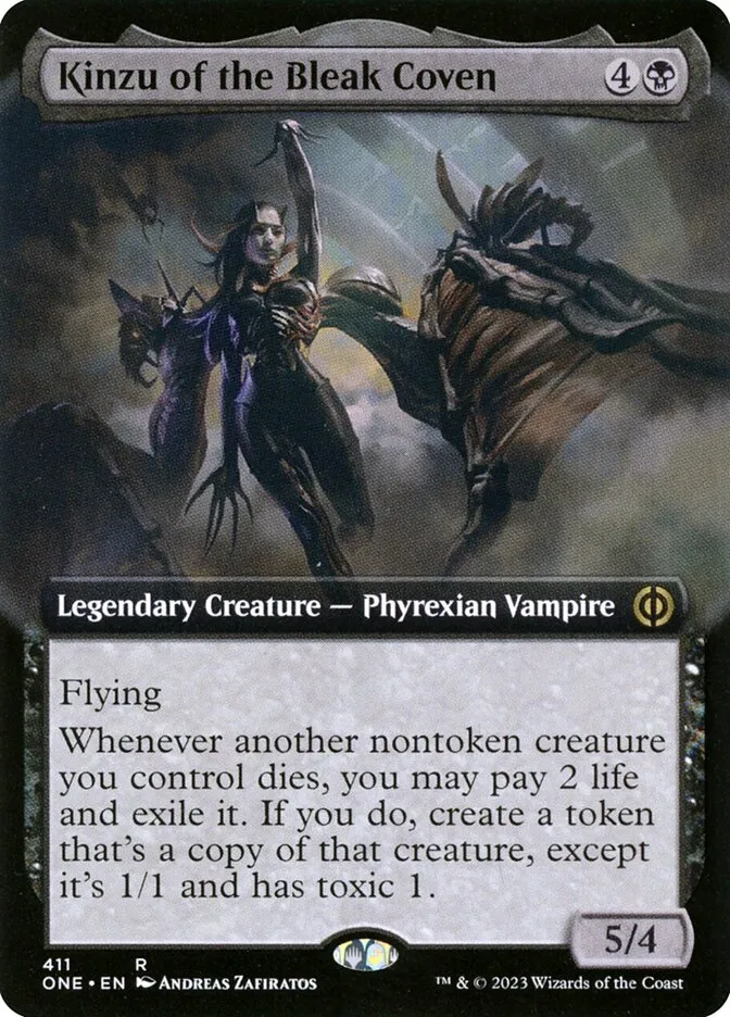 2023 Phyrexia: All Will Be One Kinzu of the Bleak Coven [Extended] rare #411 rare card image