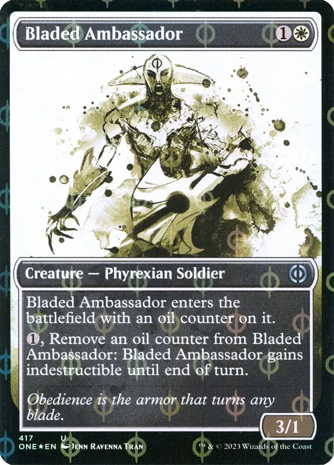 2023 Phyrexia: All Will Be One Bladed Ambassador [Compleat] uncommon #417 uncommon card image